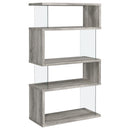 Coaster Furniture Emelle 802340 4-Shelf Bookcase With Glass Panels - Grey Driftwood IMAGE 4