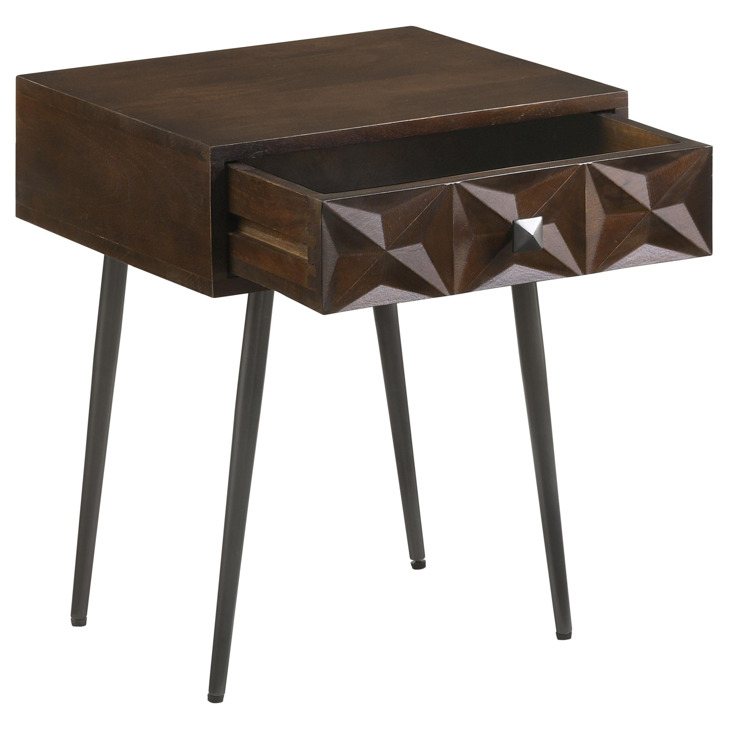 Coaster Furniture Ezra 959539 Rectangular 1-Drawer Accent Cabinet - Dark Coffee Brown/Gunmetal IMAGE 2