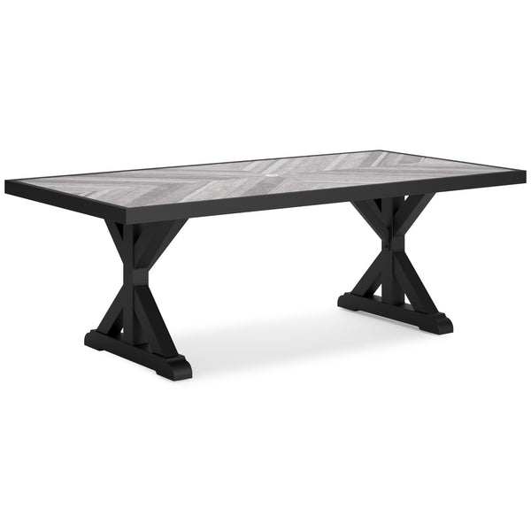 Signature Design by Ashley Beachcroft P792-625 Rectangular Dining Table with Umbrella Option IMAGE 1