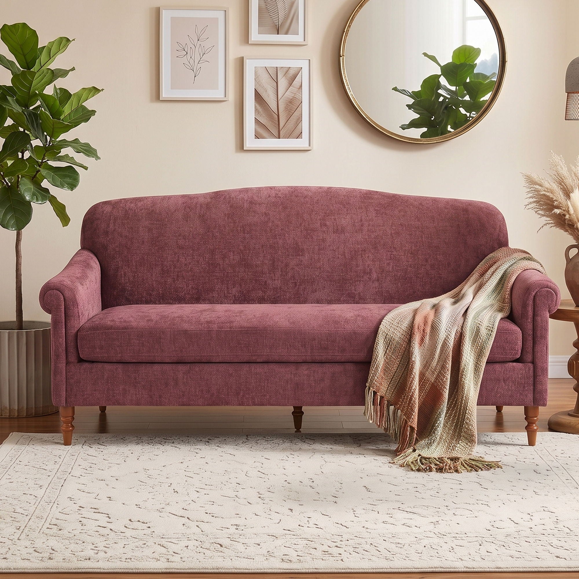 Loveseat Sofa, 2 Seater Couch With Rolled Arms