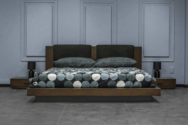 Nova Domus Fantasia - Contemporary Dark Walnut and Dark Grey Bed