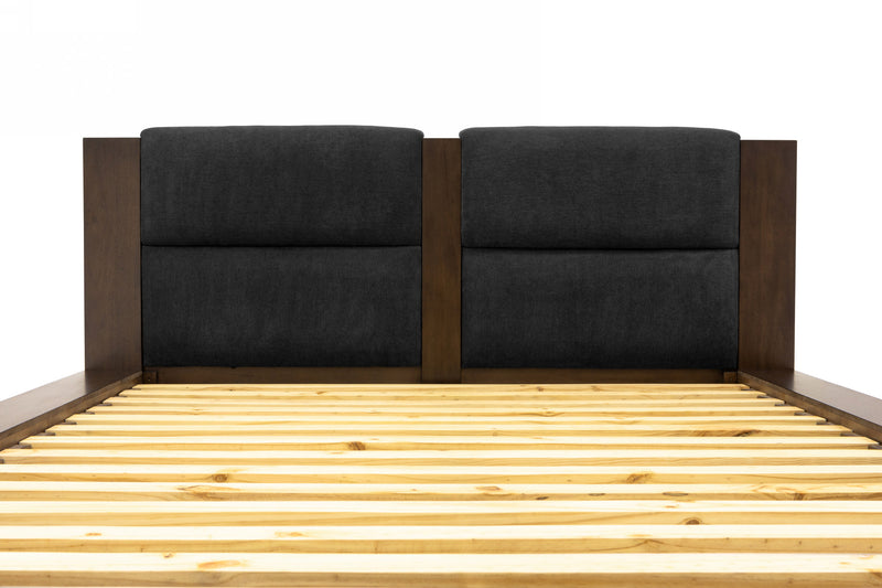 Nova Domus Fantasia - Contemporary Dark Walnut and Dark Grey Bed