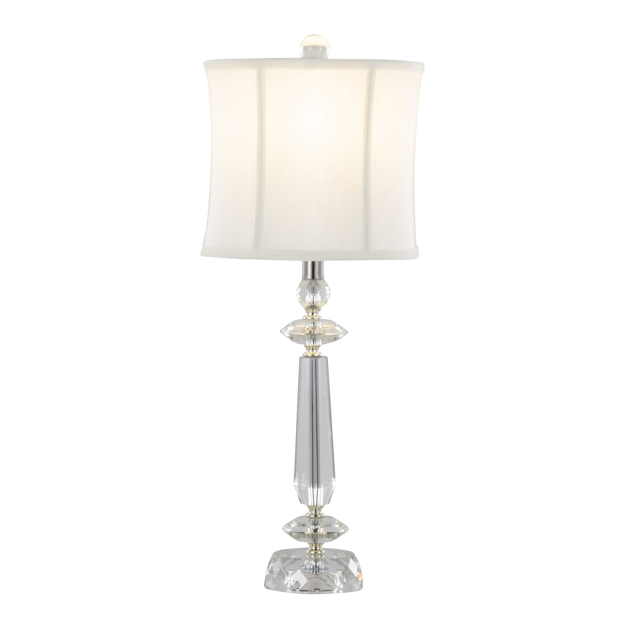 Karat - Contemporary Crystal Table Lamp (Set of 2) - Clear Crystal / Chrome / White Softback