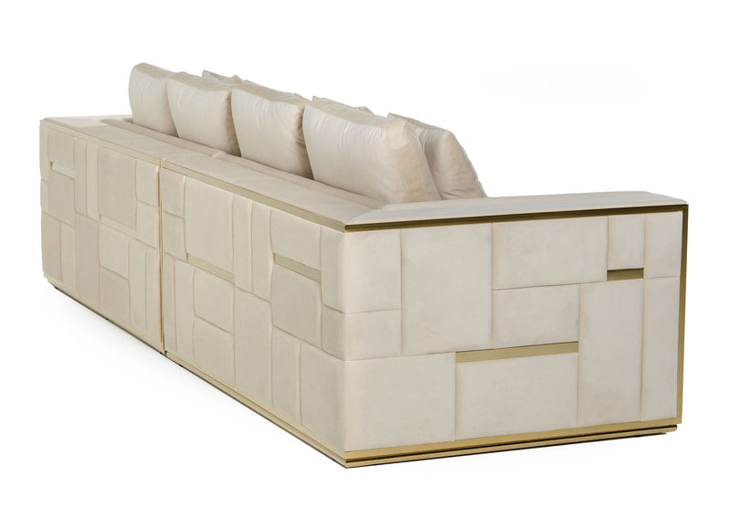 Divani Casa Mobray - Glam Beige and Gold Fabric Sofa