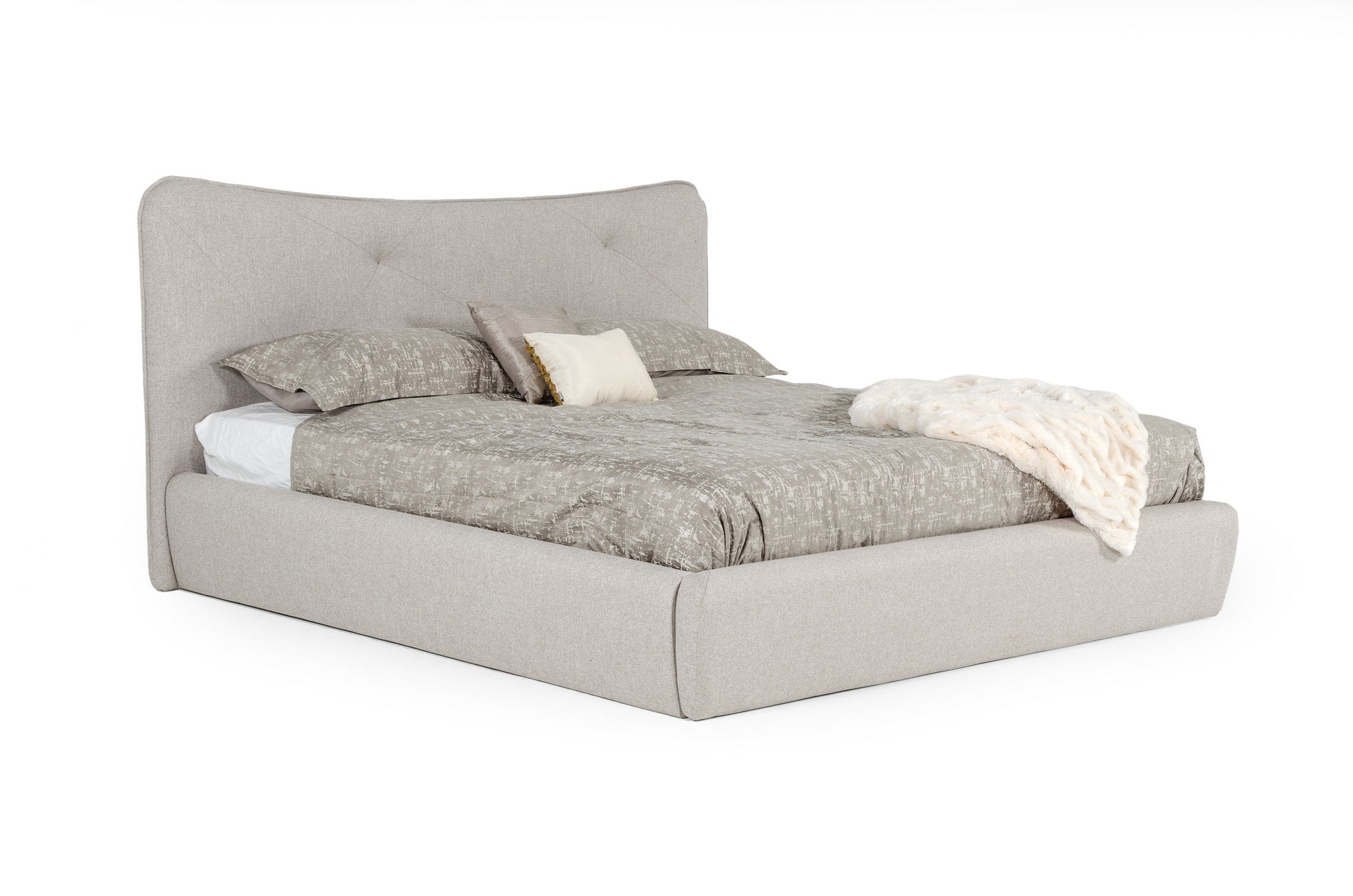 Modrest Alessia - Queen Italian Modern Light Grey Upholstered Bed