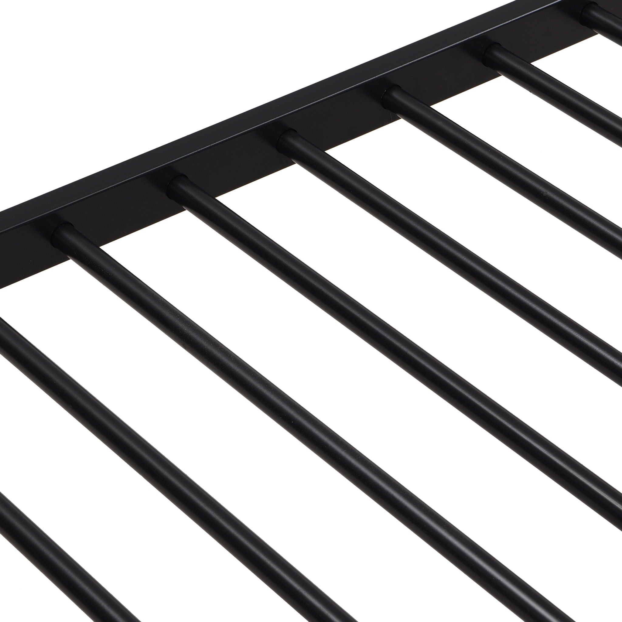 Twin Over Full Modern Metal Bunk Bed With Trundle - Black