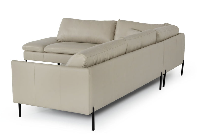 Divani Casa Sherry - Modern Grey Leather Left Facing Sectional Sofa