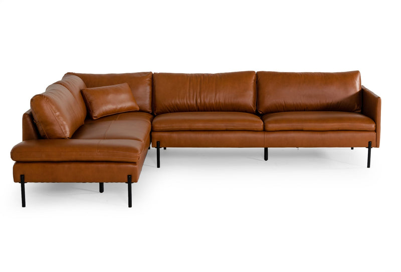 Divani Casa Sherry - Modern Cognac Leather Left Facing Sectional Sofa