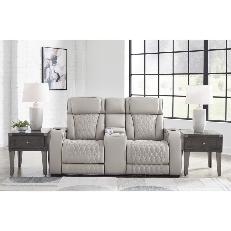 Signature Design by Ashley Boyington Power Reclining Leather Match Loveseat with Console U2710518 IMAGE 6