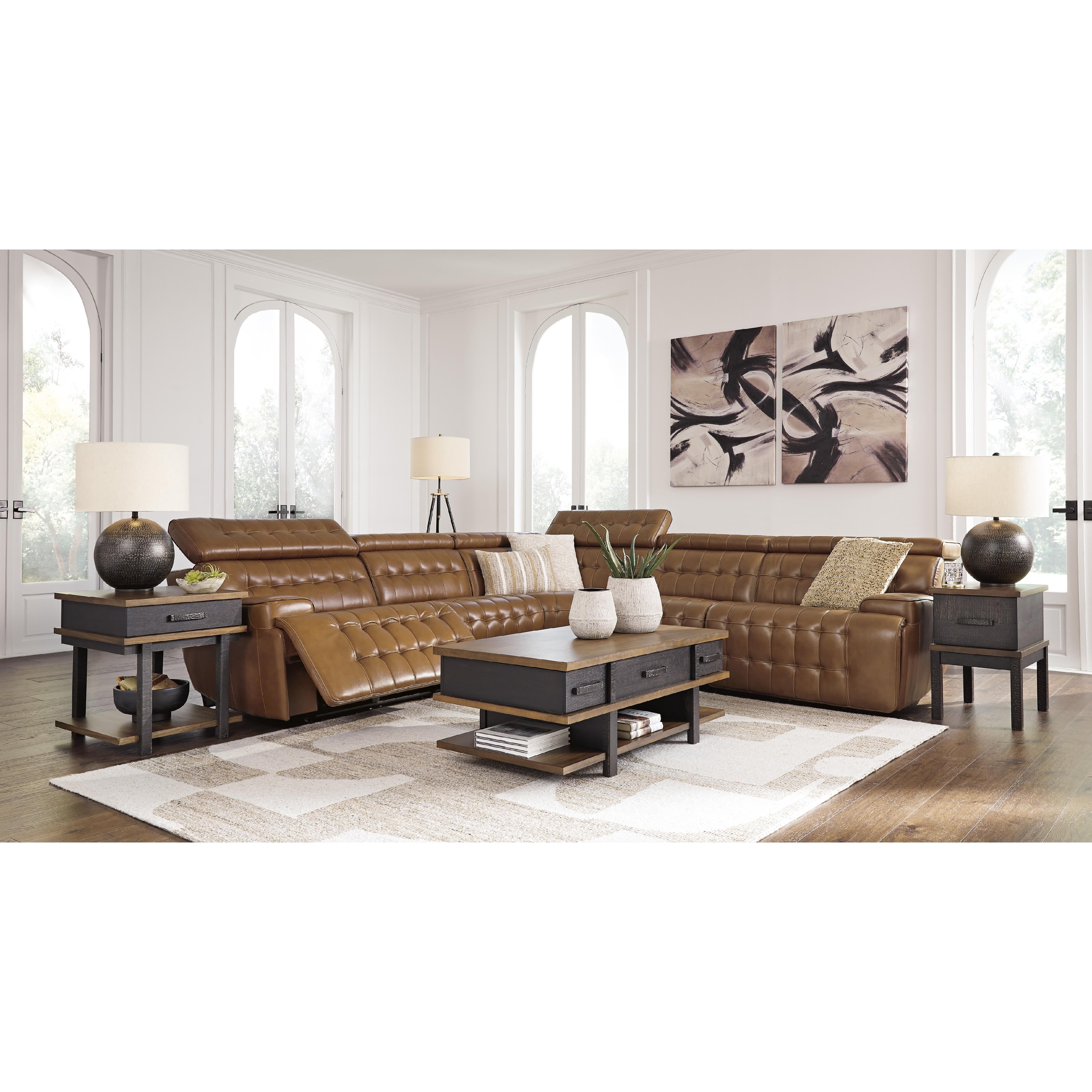 Signature Design by Ashley Temmpton Power Reclining Leather Match 5 pc Sectional U9270858/U9270831/U9270877/U9270846/U9270862 IMAGE 5