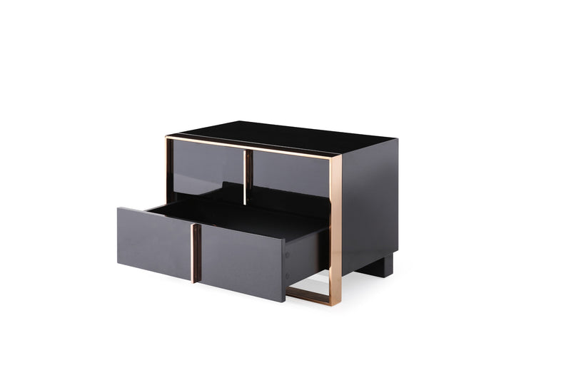 Nova Domus Cartier Modern Black & Rosegold Nightstand