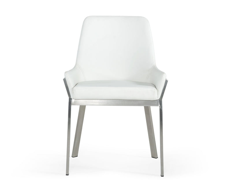 Modrest Ganon - Modern White & Brushed Stainless Steel Dining Chair