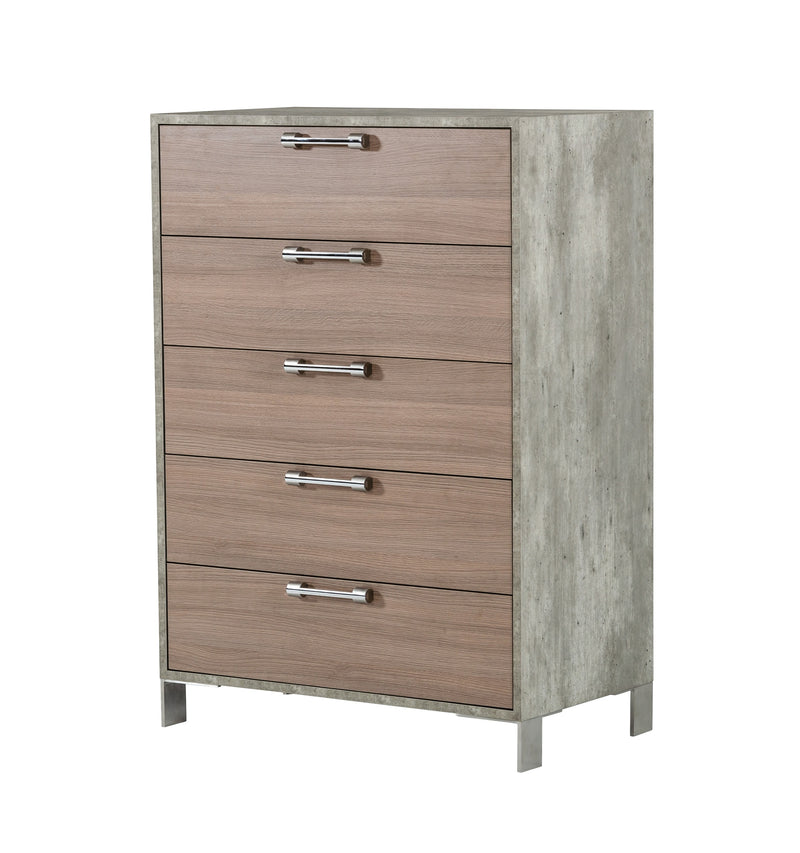 Nova Domus Boston - Modern Brown Oak & Brushed Stainless Steel Chest