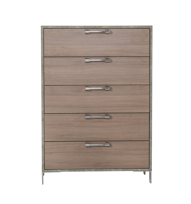 Nova Domus Boston - Modern Brown Oak & Brushed Stainless Steel Chest