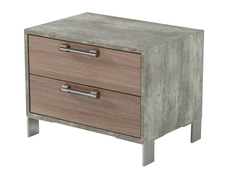 Nova Domus Boston - Modern Brown Oak & Brushed Stainless Steel Nightstand