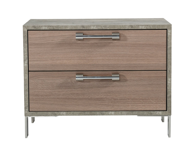 Nova Domus Boston - Modern Brown Oak & Brushed Stainless Steel Nightstand