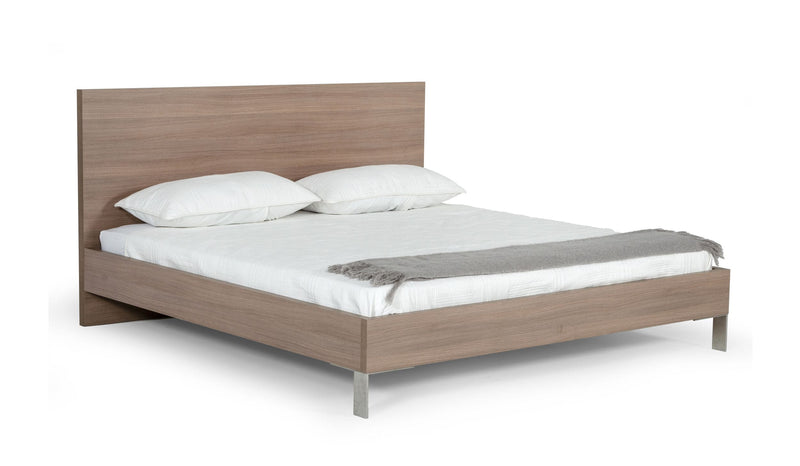 Nova Domus Boston - Modern Brown Oak & Brushed Stainless Steel Bed