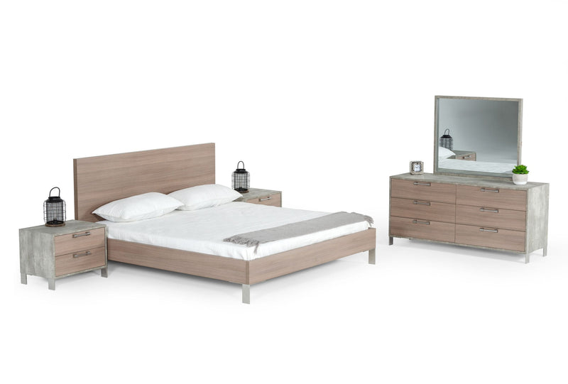 Nova Domus Boston - Modern Brown Oak & Brushed Stainless Steel Bed