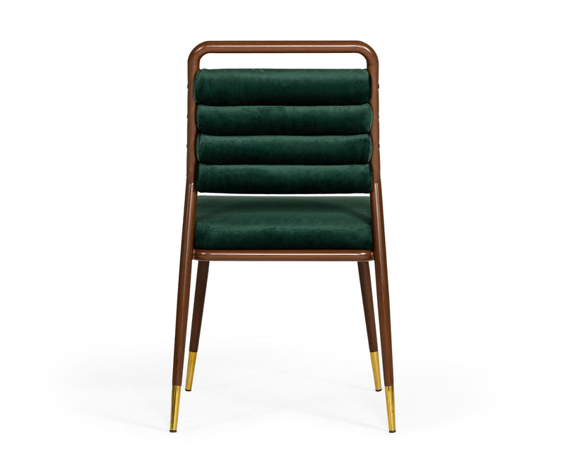 Modrest Biscay - Modern Dark Green & Walnut Steel Dining Chair