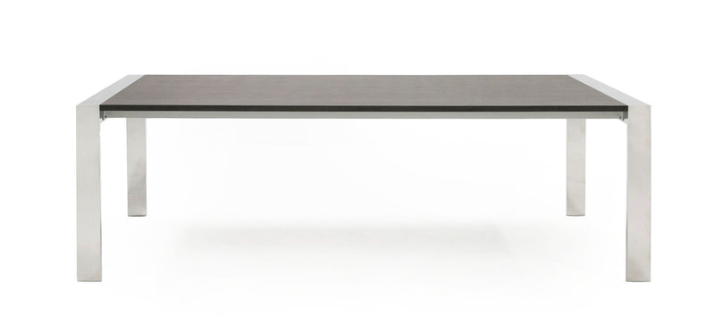 Modrest Fauna - Modern Elm Grey & Stainless Steel Chrome Dining Table