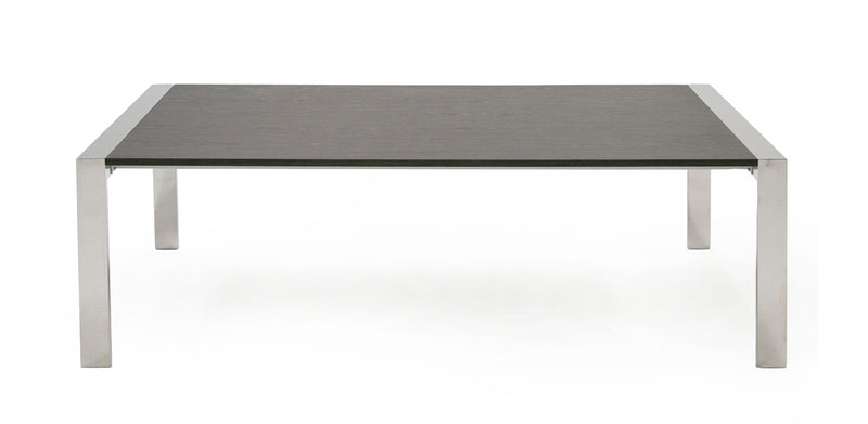Modrest Fauna - Modern Elm Grey & Stainless Steel Chrome Dining Table