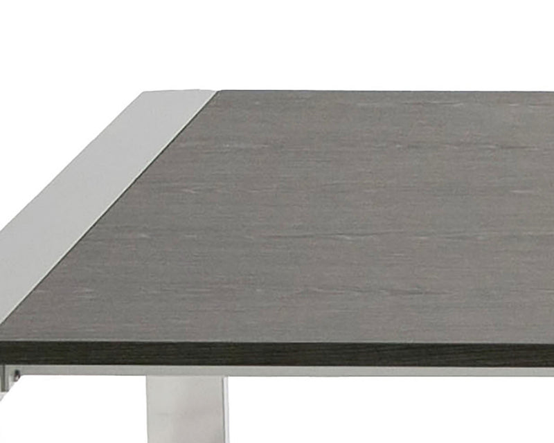 Modrest Fauna - Modern Elm Grey & Stainless Steel Chrome Dining Table