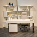 Modrest Trahan - Modern Gloss White and Brushed Gold Office Desk