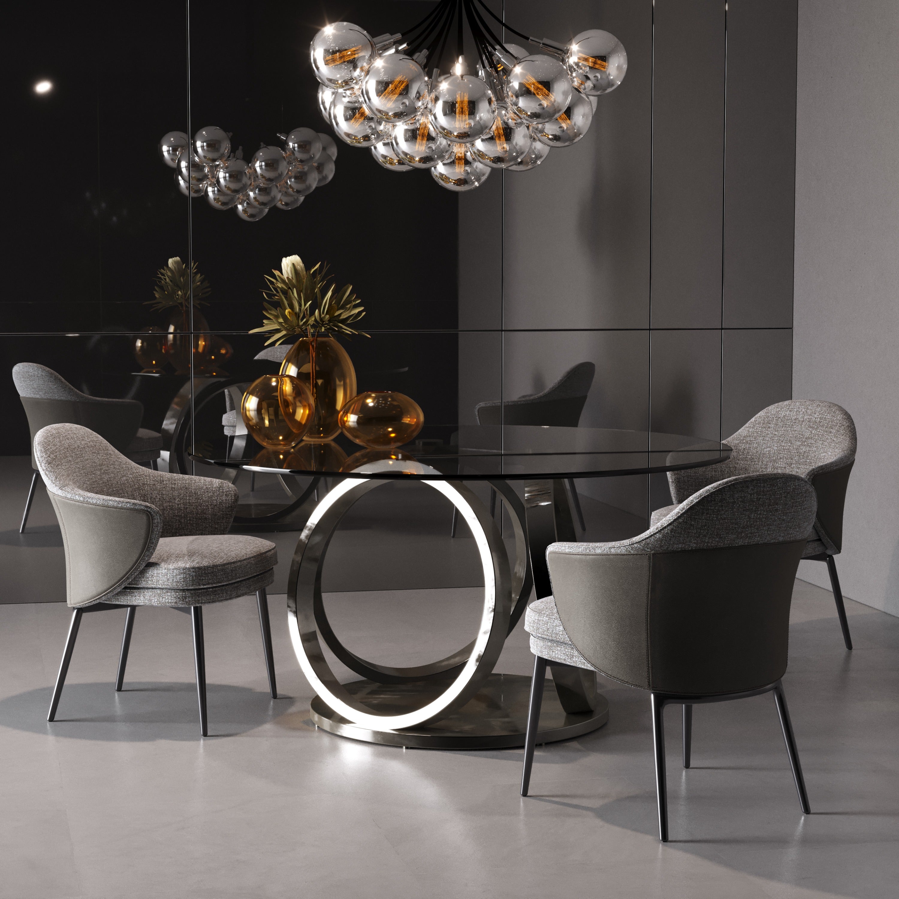 Modrest Cora - Modern Grey Fabric & Leatherette Dining Chair