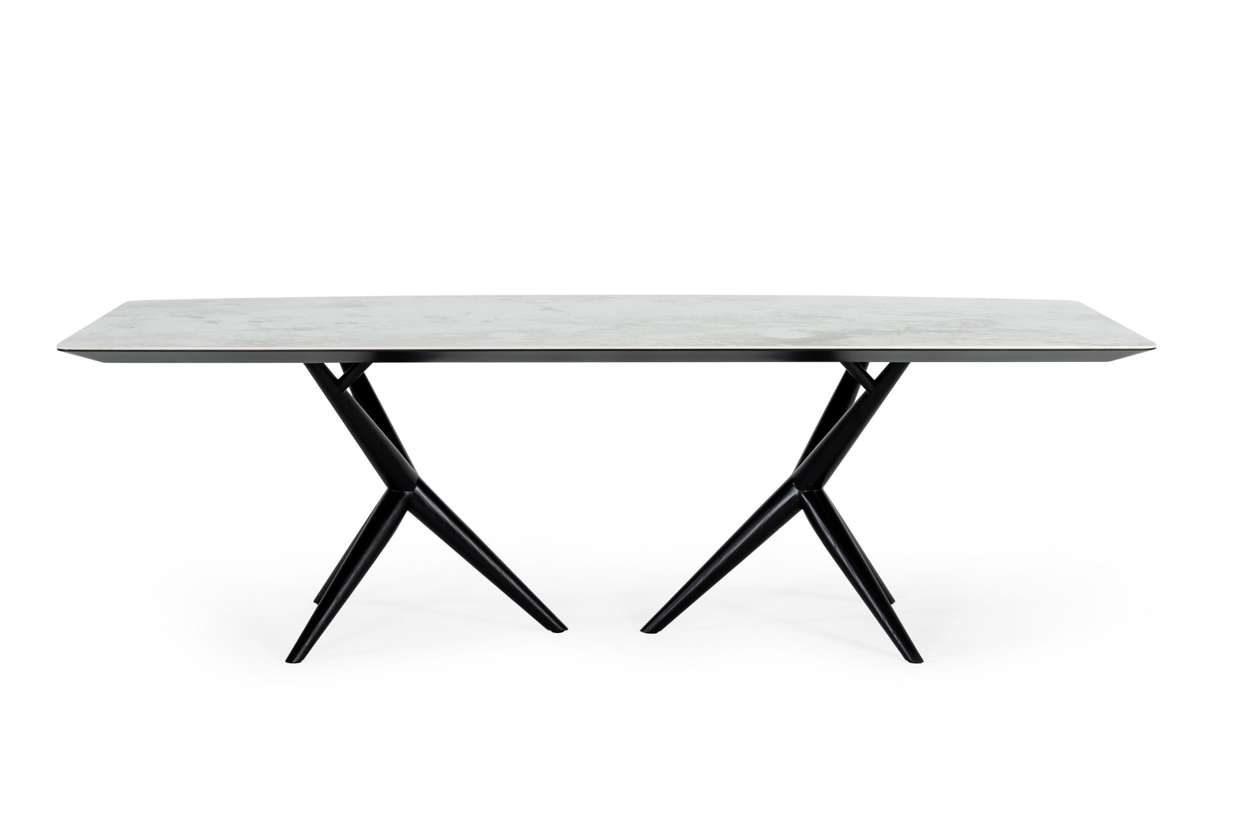 Modrest Stetson - Modern White Ceramic & Smoked Ash Dining Table