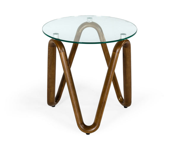 Modrest Lassen - Modern Glass & Walnut End Table