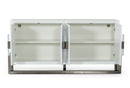 Modrest Lenny - Modern White High Gloss & Stainless Steel Gun Metal Buffet