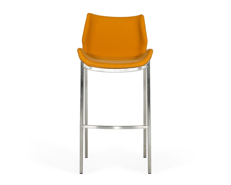 Modrest Dave - Modern Orange Leatherette Bar Stool (Set of 2)