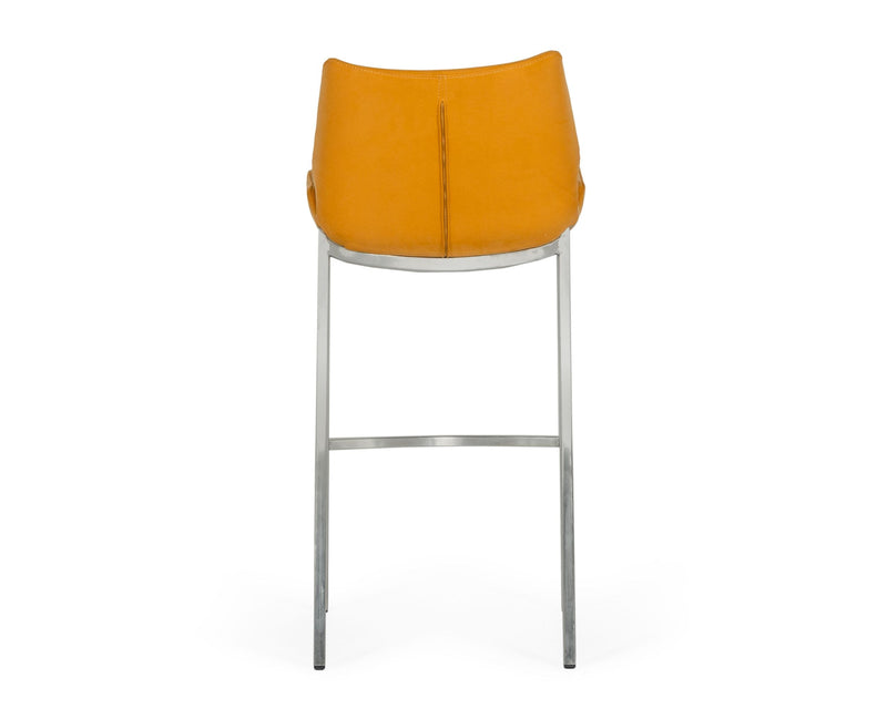 Modrest Dave - Modern Orange Leatherette Bar Stool (Set of 2)