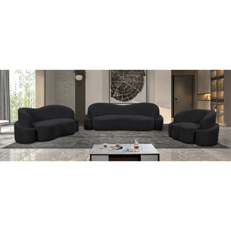 Meridian Principessa Black Boucle Fabric Loveseat IMAGE 15