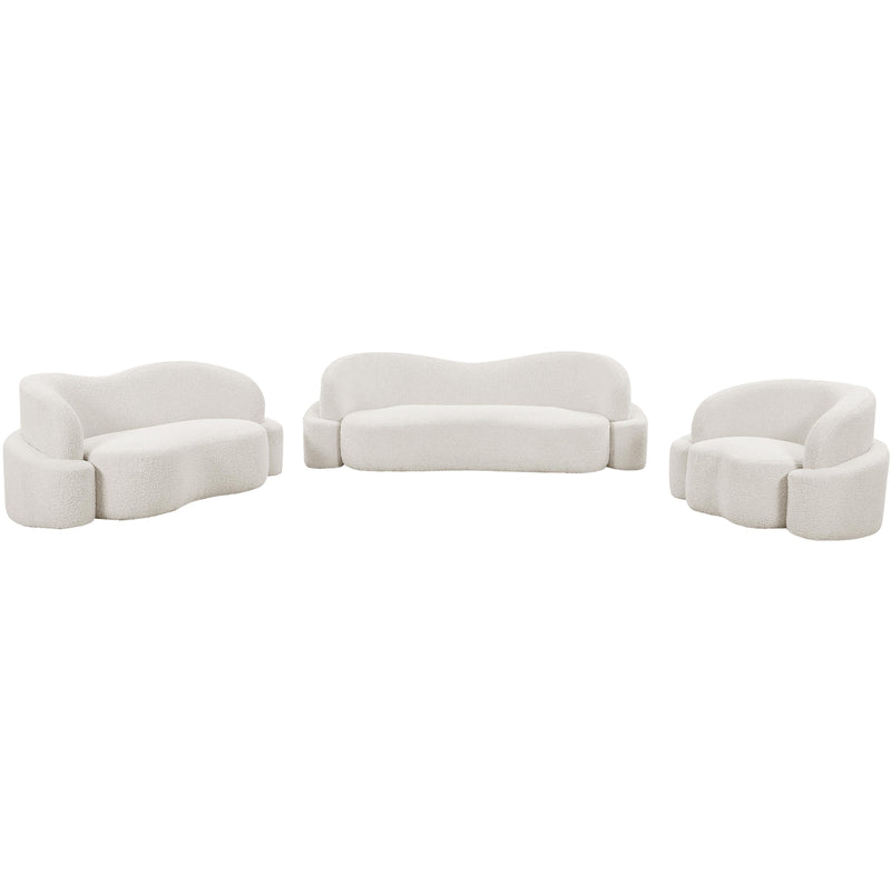 Meridian Principessa Cream Boucle Fabric Loveseat IMAGE 14