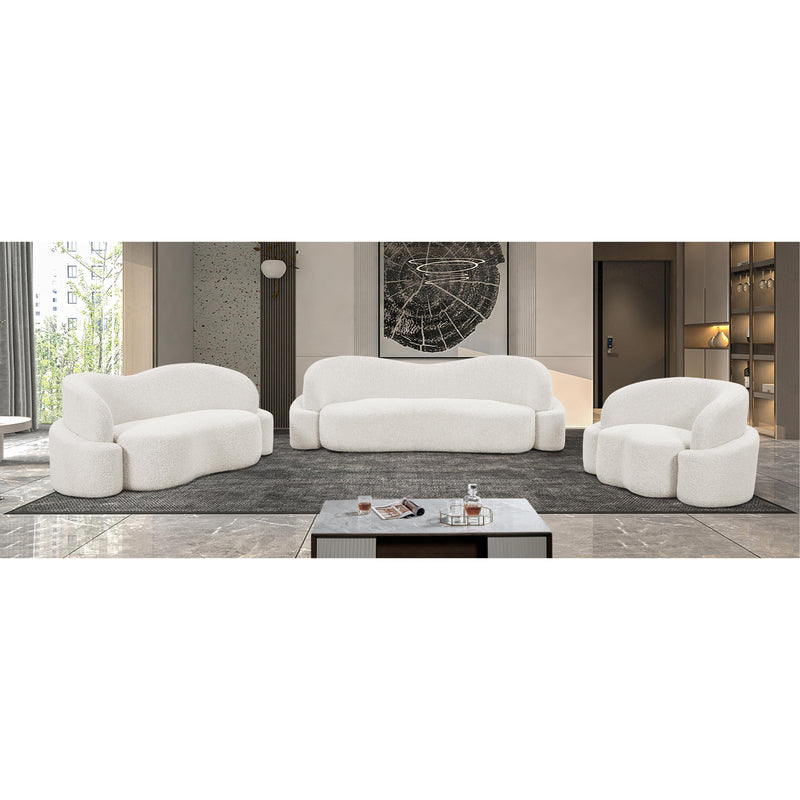 Meridian Principessa Cream Boucle Fabric Loveseat IMAGE 15