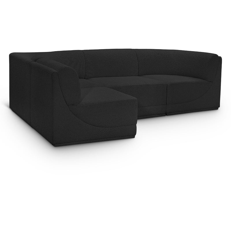 Meridian Ollie Black Boucle Fabric Modular Sectional IMAGE 1