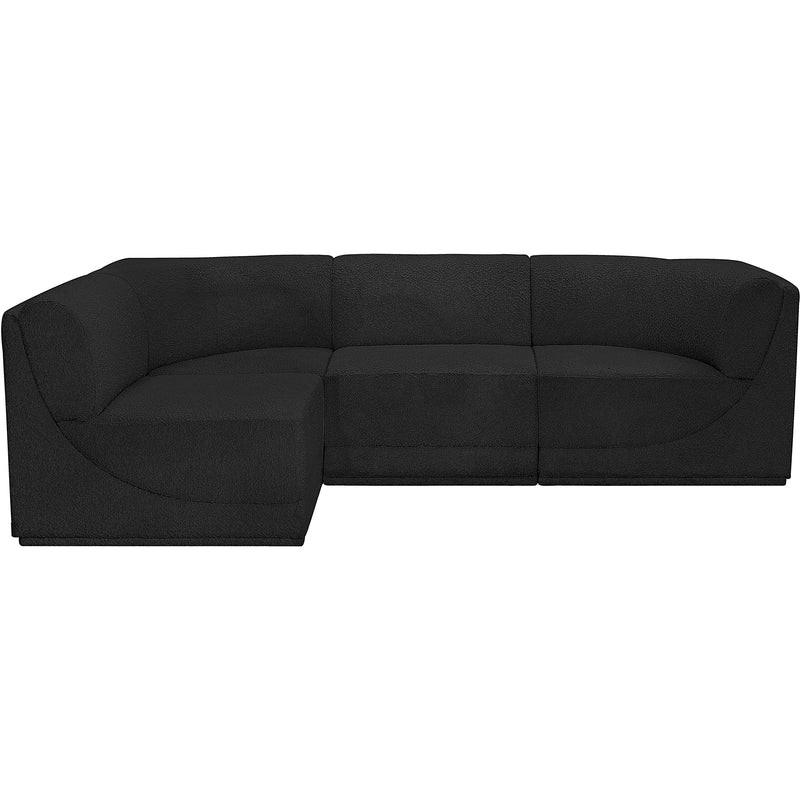 Meridian Ollie Black Boucle Fabric Modular Sectional IMAGE 4