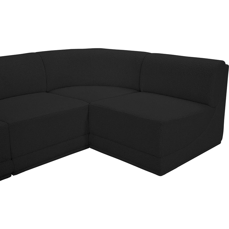 Meridian Ollie Black Boucle Fabric Modular Sectional IMAGE 7