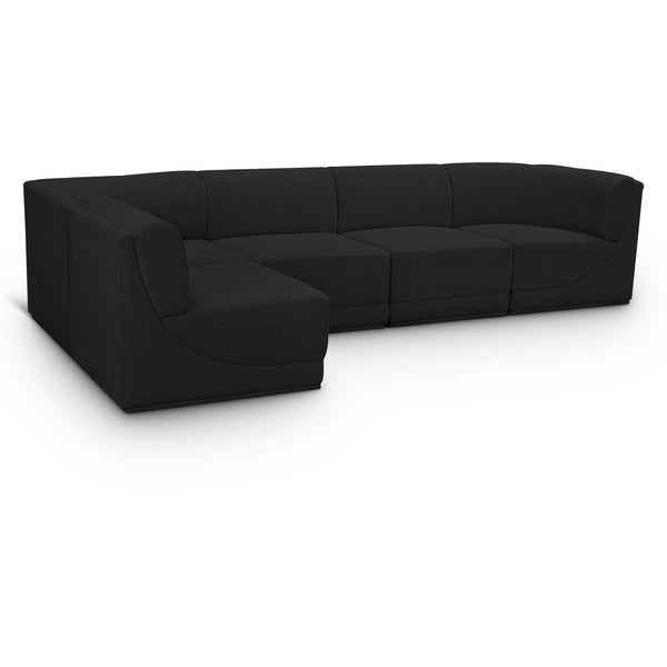 Meridian Ollie Black Boucle Fabric Modular Sectional IMAGE 1