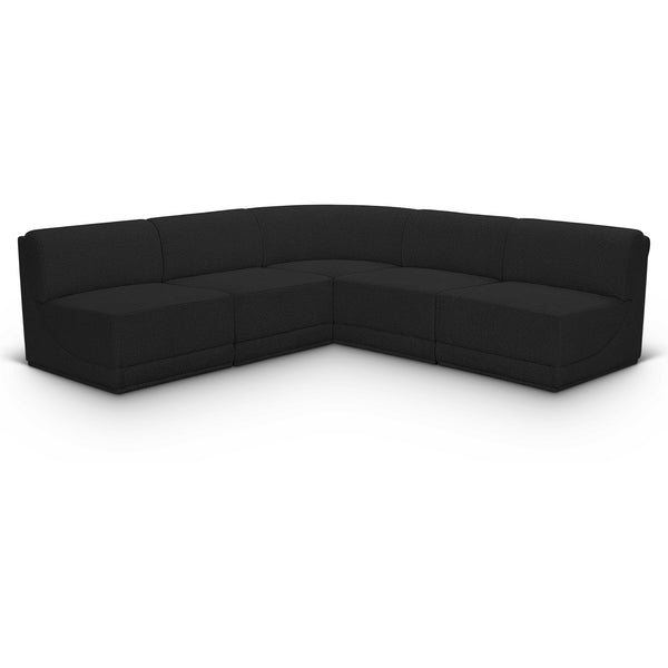 Meridian Ollie Black Boucle Fabric Modular Sectional IMAGE 1