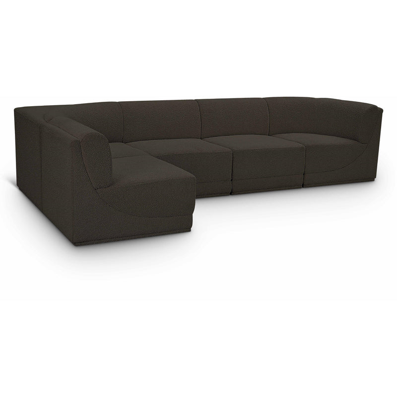 Meridian Ollie Brown Boucle Fabric Modular Sectional IMAGE 1