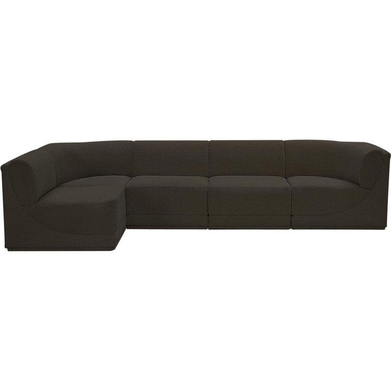 Meridian Ollie Brown Boucle Fabric Modular Sectional IMAGE 5