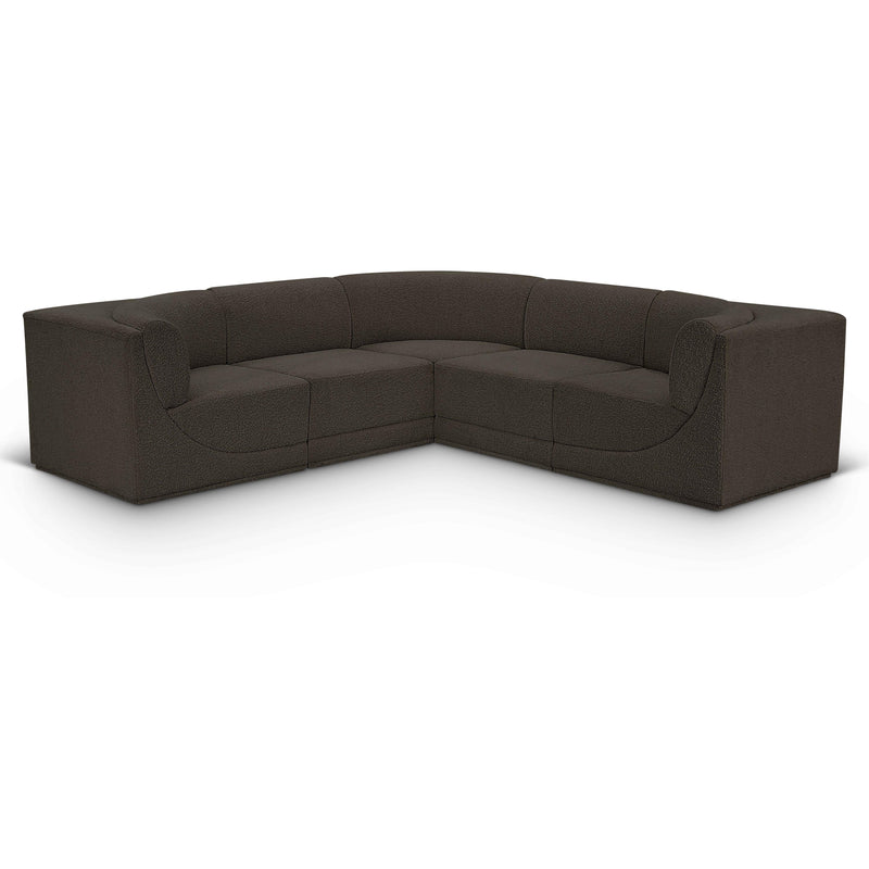 Meridian Ollie Brown Boucle Fabric Modular Sectional IMAGE 1