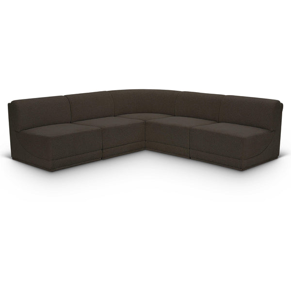 Meridian Ollie Brown Boucle Fabric Modular Sectional IMAGE 1