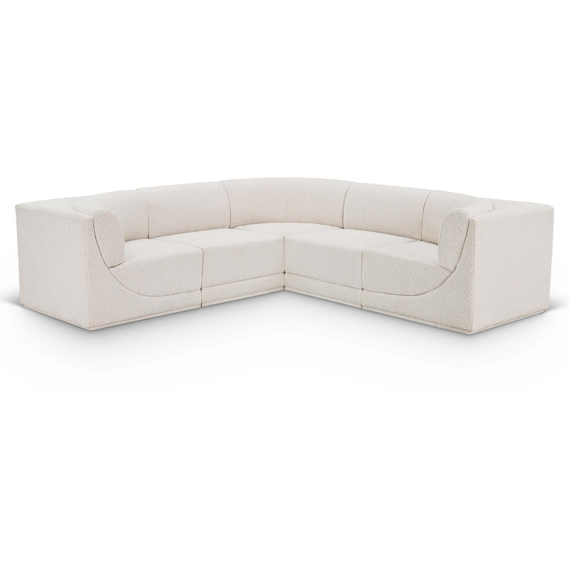 Meridian Ollie Cream Boucle Fabric Modular Sectional IMAGE 1