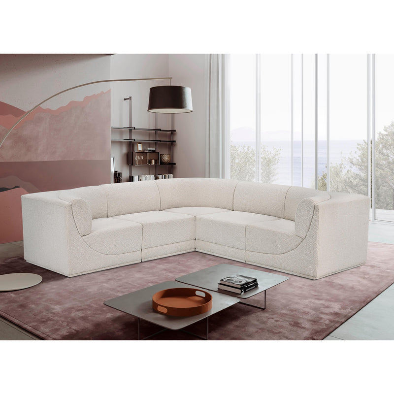 Meridian Ollie Cream Boucle Fabric Modular Sectional IMAGE 2