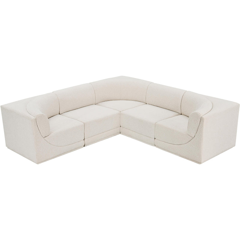 Meridian Ollie Cream Boucle Fabric Modular Sectional IMAGE 5