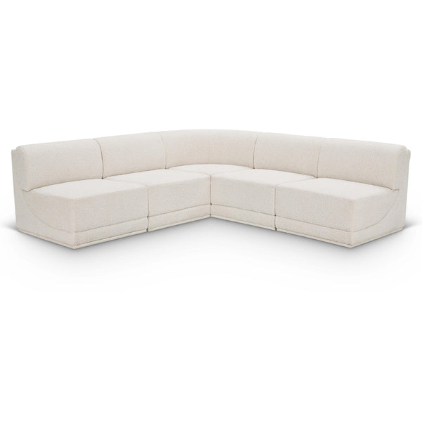 Meridian Ollie Cream Boucle Fabric Modular Sectional IMAGE 1