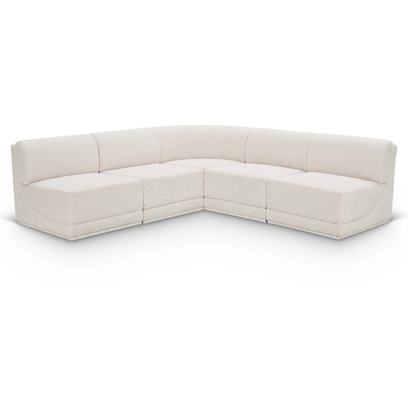 Meridian Ollie Cream Boucle Fabric Modular Sectional IMAGE 1